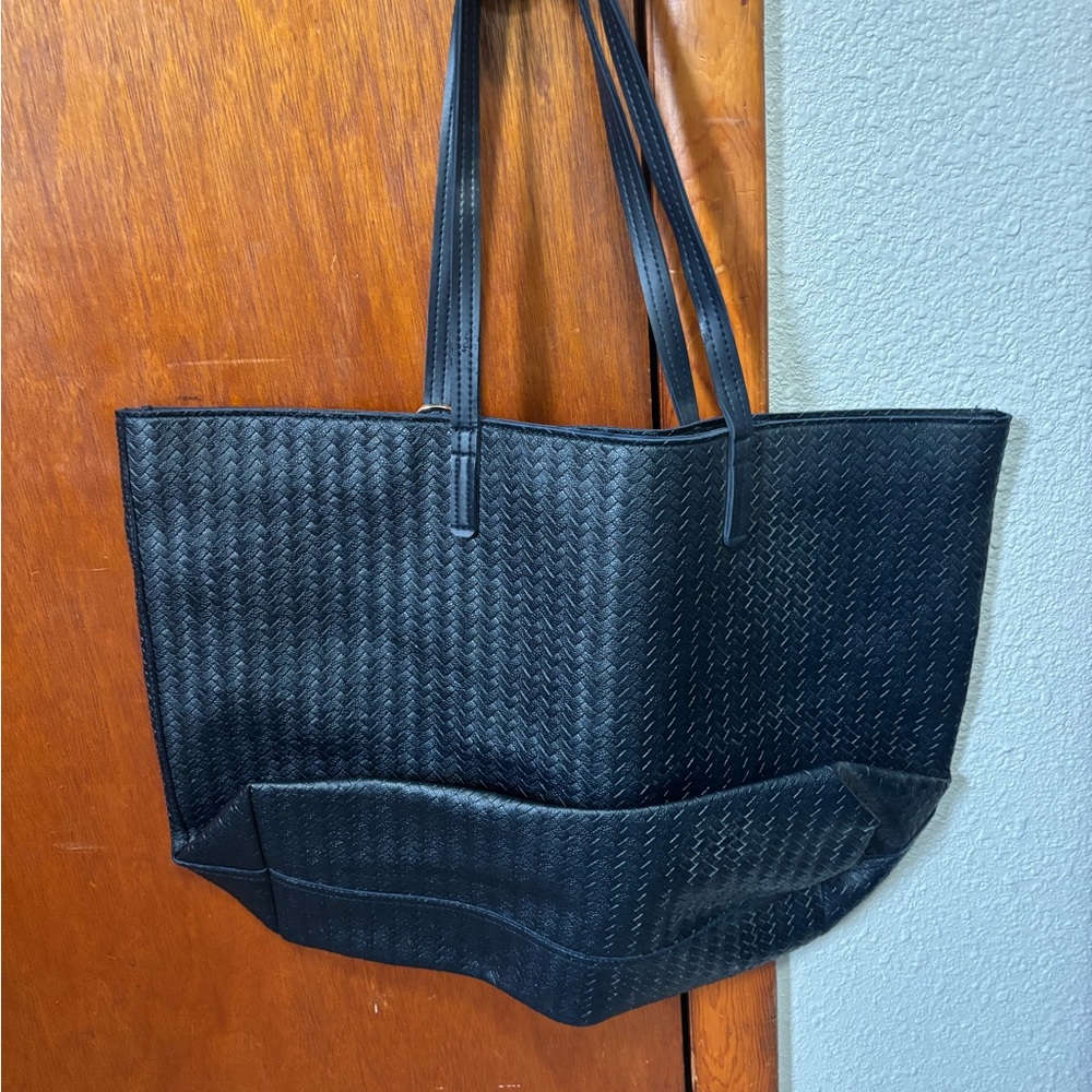 Navy blue Tote Bag with Tassel Accent - Picture 3 of 4